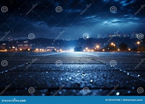 Side View Asphalt Road on Night Scene Near the Modern City Stock ...