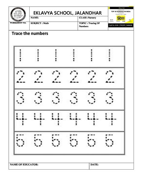 Tracing Of Numbers Worksheet | Tracing worksheets preschool, Preschool worksheets free ...