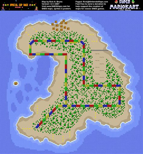 Super Mario Kart - Koopa Beach 2 Map - SNES Super Nintendo | Super ...