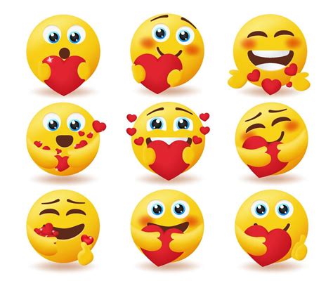 Emoticon in love emojis vector set. Valentine emoticons character with ...