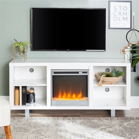 Middlebrook Designs 58-inch Modern Fireplace TV Stand Console with Open Shelving White - Walmart ...