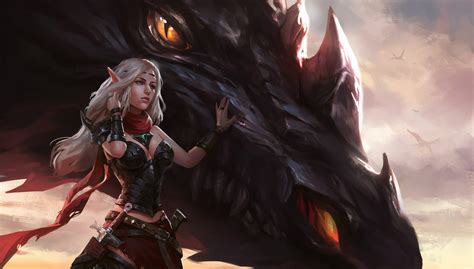 Warrior Girl With Dragon Wallpaper,HD Artist Wallpapers,4k Wallpapers ...