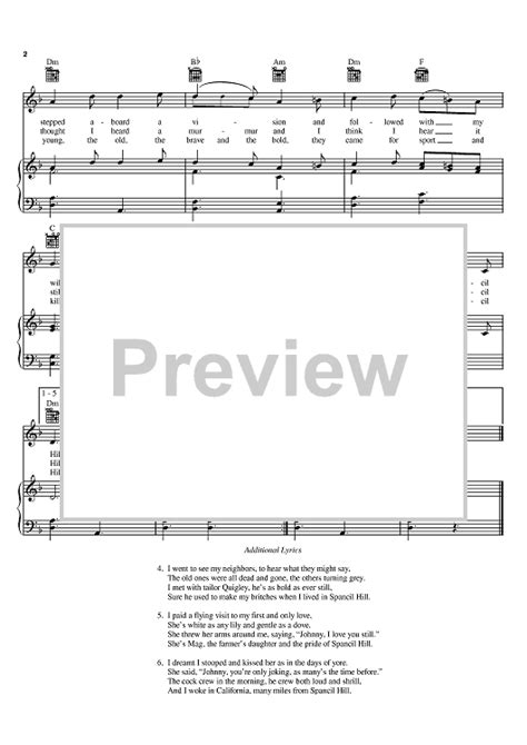 Spancil Hill" Sheet Music for Piano/Vocal/Chords - Sheet Music Now