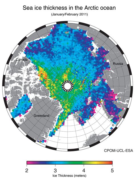 Space in Images - 2011 - 06 - Arctic sea-ice thickness