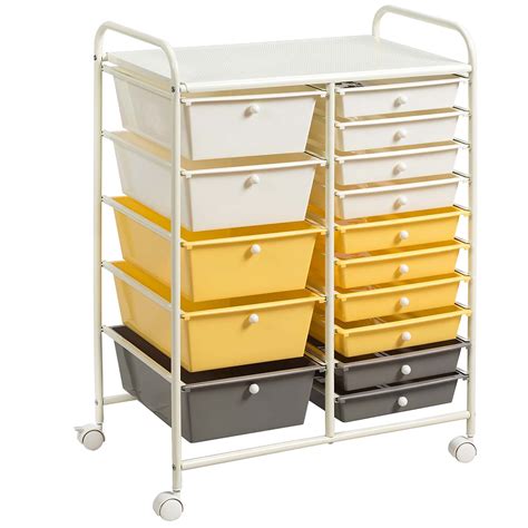 Costway 15 Drawer Rolling Storage Cart Tools Scrapbook Paper Office School Organizer - Walmart.com