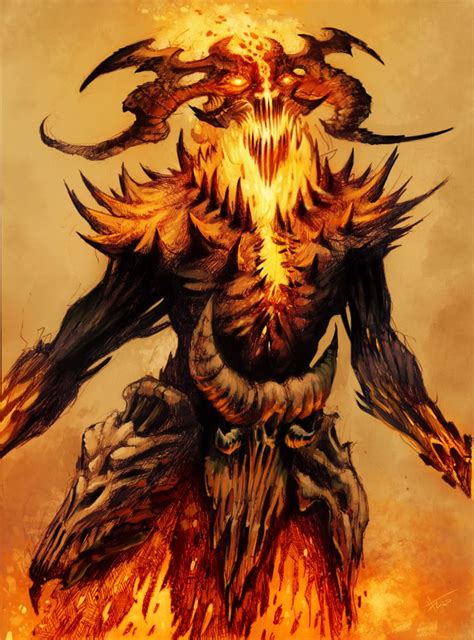 Fire lord | Fantasy monster, Fantasy illustration, Fantasy creatures