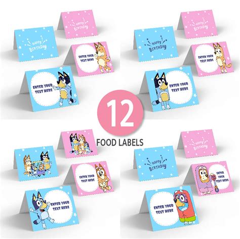 Bluey FOOD TENTS | Food Labels | Editable | Printable | Instant Digita – kidszoneparty