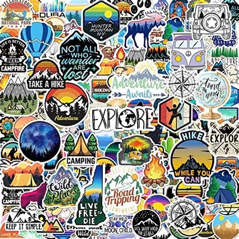 Amazon.com: 50pcs Pack Outdoor Camping Stickers for Water Bottle ...