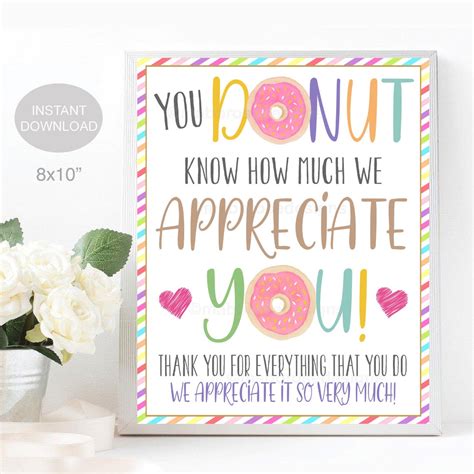 Donut You Know How Much We Appreciate You Printable - Printable Word ...