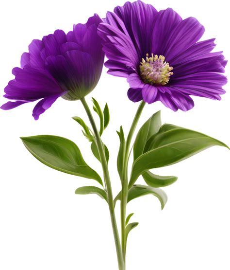 A painting of purple flowers with leaves. AI-Generated. 32320465 PNG