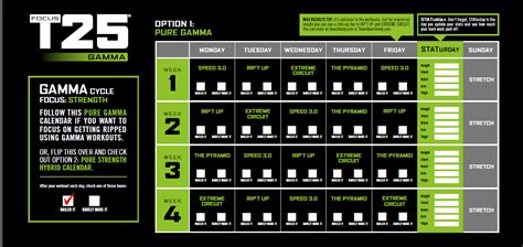 T25 Gamma Calendar - Free Printable Calendar Templates | T25 workout, T25 gamma schedule, T25 ...