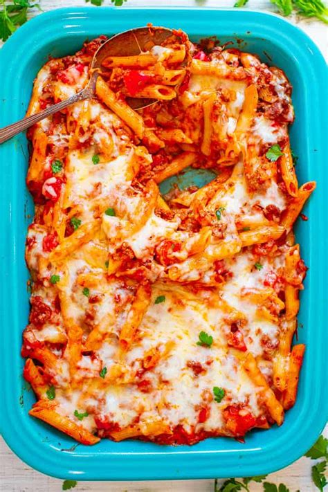 Cheesy Ground Beef Pasta Casserole - Averie Cooks