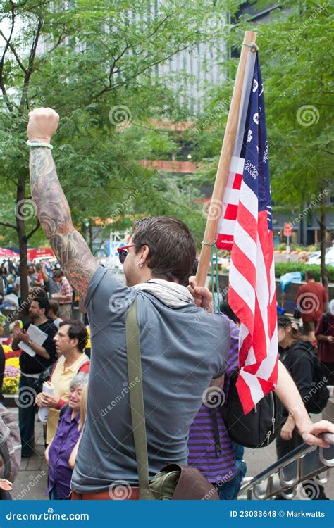 Wall Street Protest editorial stock photo. Image of stripes - 23033648