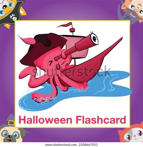 Printable Halloween Flashcard Cute Monster Children Stock Vector ...