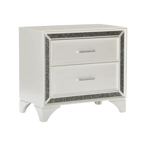 Oro 30 Inch Nightstand, 2 Drawers, Silver Trim, Chrome Bar Handles ...