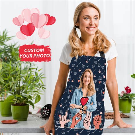 Customised Cooking Apron Personalized Photo I Love You Apron - MadeMine Custom Drop Shipping