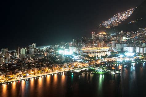 Rio de Janeiro at Night stock image. Image of lagoa, favela - 55874843