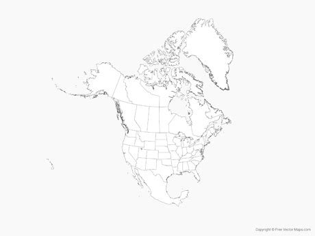 Printable Vector Map of North America with US States and Canadian ...