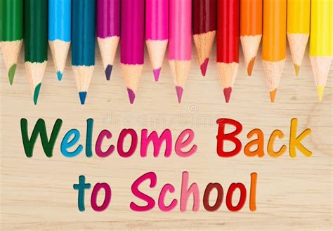 welcome-back-to-school-text-colorful-pencil-crayons-wood-desk-welcome-back-to-school-message ...