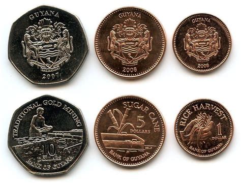 Coin Guyana SET.1 Arms - Plants and farmer