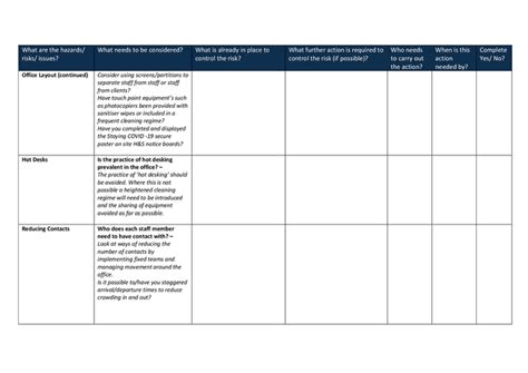 COVID-19 Risk Assessment Template for Workplaces in Word and Pdf formats - page 8 of 15