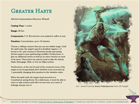 [OC] Spell: Greater Haste (6th-level transmutation) | If you want to go even faster, here is an ...