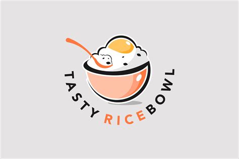 Rice Bowl Logo Design with Spoon Vector Graphic by lexlinx · Creative ...