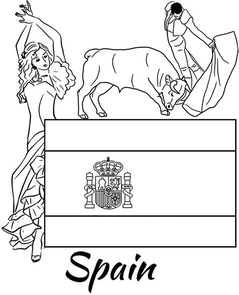 Flag of Spain educational coloring page - Topcoloringpages.net