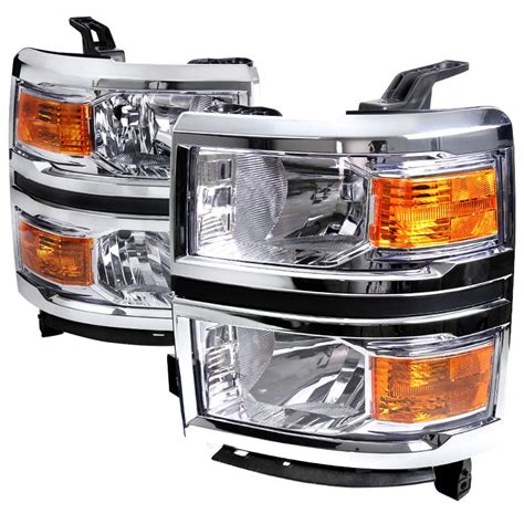 2014-2015 Chevy Silverado 1500 Euro Headlights Chrome - SDT-2LH-SIV14-RS