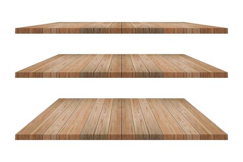 Set of brown wood shelves isolated on transparent background. 33291814 PNG