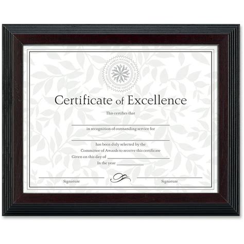 DAX Stepped Award/Certificate Frame, 8 1/2 x 11, Black w/Walnut Trim ...