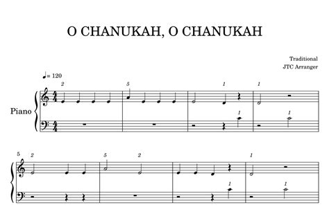 O CHANUKAH, O CHANUKAH (arr. JTC) by Traditional Sheet Music for Easy ...