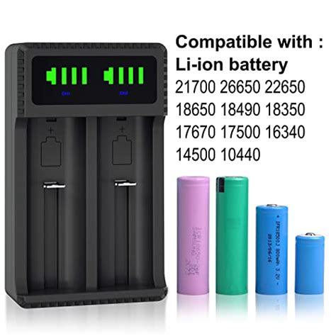 18650 Battery Charger, Universal Smart USB LED Dual Battery Charger 18650 for 3.7v Li-ion 14500 ...