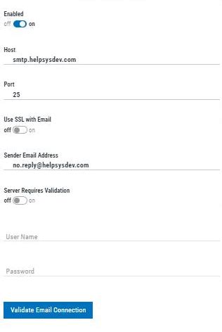 Email Settings screen