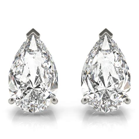 0.75ct Pear-Cut Lab Grown Diamond Stud Earrings 14kt White Gold G-H, VS2-SI1 - AZ7795