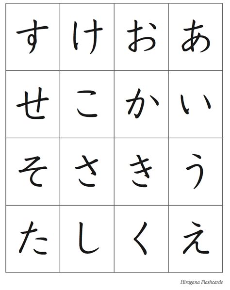 Hiragana Flash Cards Printable