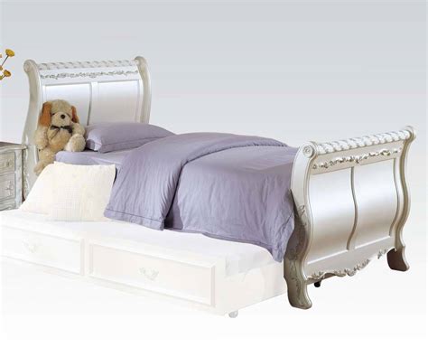 Pearl Elegant White Wood Full Sleigh Bed | The Classy Home