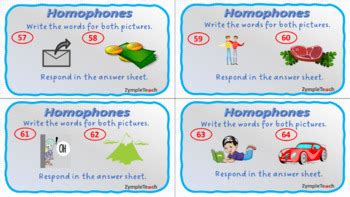 Homophones Task Cards 2 by ZympleTeach | TPT