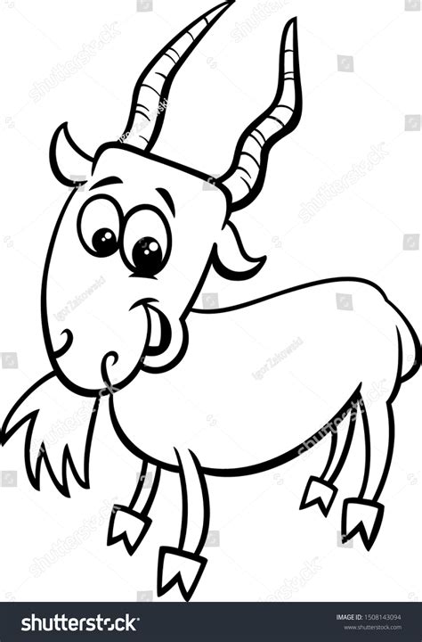 Black White Cartoon Illustration Funny Goat Stock Vector (Royalty Free ...