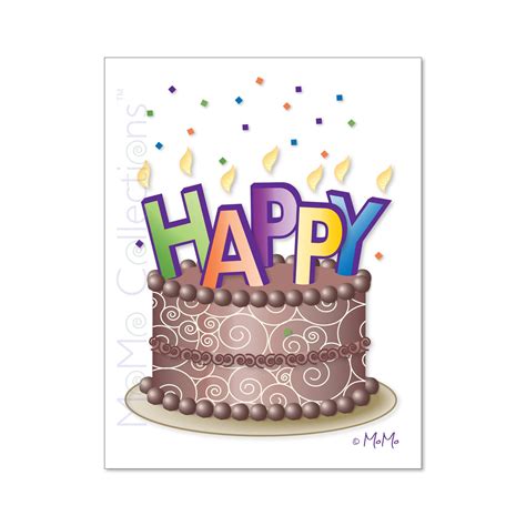 Printable Birthday Card happy Cake: Digital Download Card, Original Colorful Designs, Catchy ...