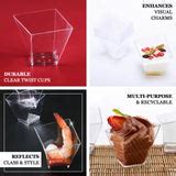 50 Pack | 2oz Clear Square Plastic Dessert Cups | TableclothsFactory