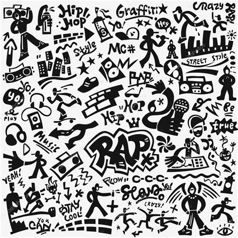 rap music , hip hop culture icon set — Stock Vector © topform #190679486