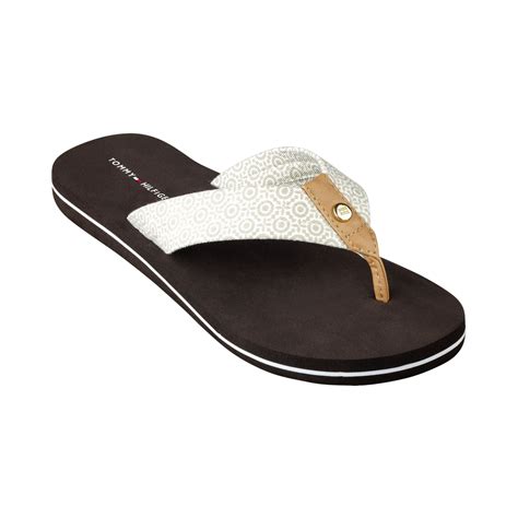 Tommy Hilfiger Womens Corrale Flip Flops in Natural Print (Black) - Lyst