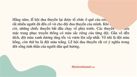 Tập làm văn lớp 3: Kể về lễ hội đua thuyền ở quê hương em (19 mẫu) Bài ...