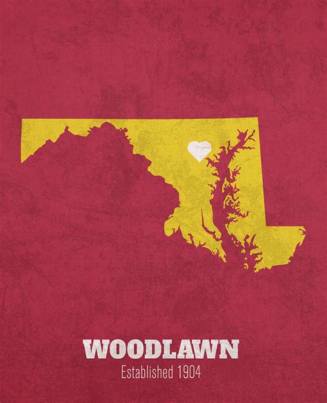 Woodlawn Maryland City Map Founded 1904 University of Maryland Color Palette Mixed Media by ...