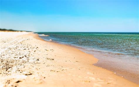 Bright, Wide and White Polish Beach in Leba. Baltic Sea. Sandy Dunes in ...