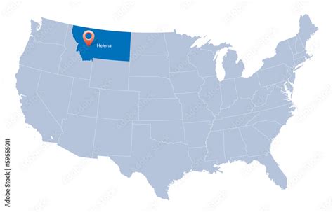 USA map with the indication of State of Montana and Helena town Stock ...