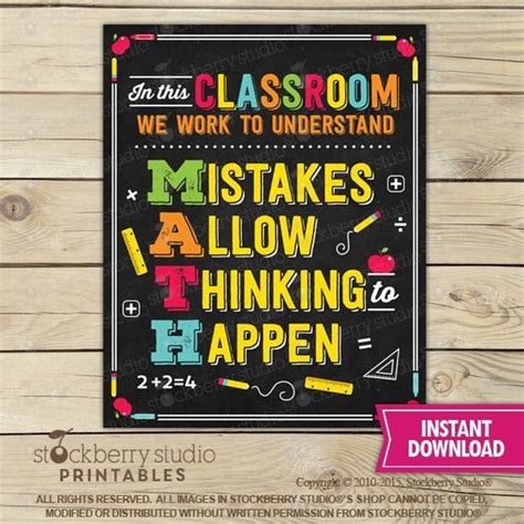 Math Teacher Classroom Poster Printable - Mistakes Math Class Decor - Math Teacher Gift ...