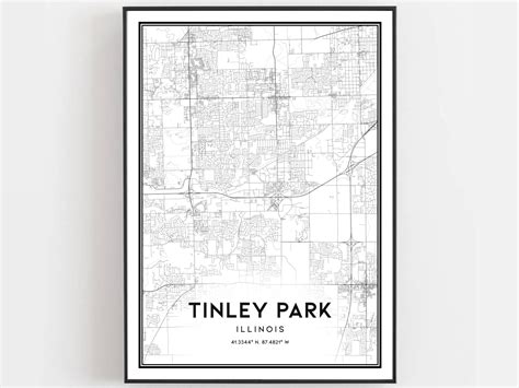 Tinley Park Map Print Tinley Park Map Poster Wall Art Il - Etsy