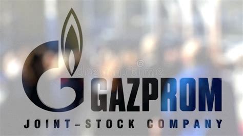 Gazprom Logo on a Glass Against Blurred Crowd on the Steet. Editorial 3D Rendering Editorial ...